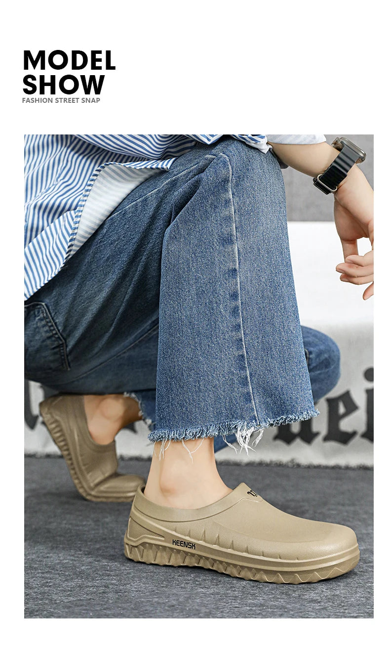 High Quality New Oil-proof Chef Shoes Men's Anti-slip Casual Sandals Mens Slip-on EVA Waterproof Shoes for Men Outdoor Work Shoe