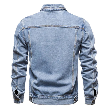 Men's Solid Slim Fit Cotton Casual Lapel Denim Jackets (3 Colors)