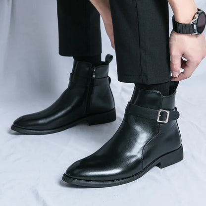 Luxury brand leather shoes men's boots formal leather oxford shoes dress boots chelsea business ankle boots men 38-47