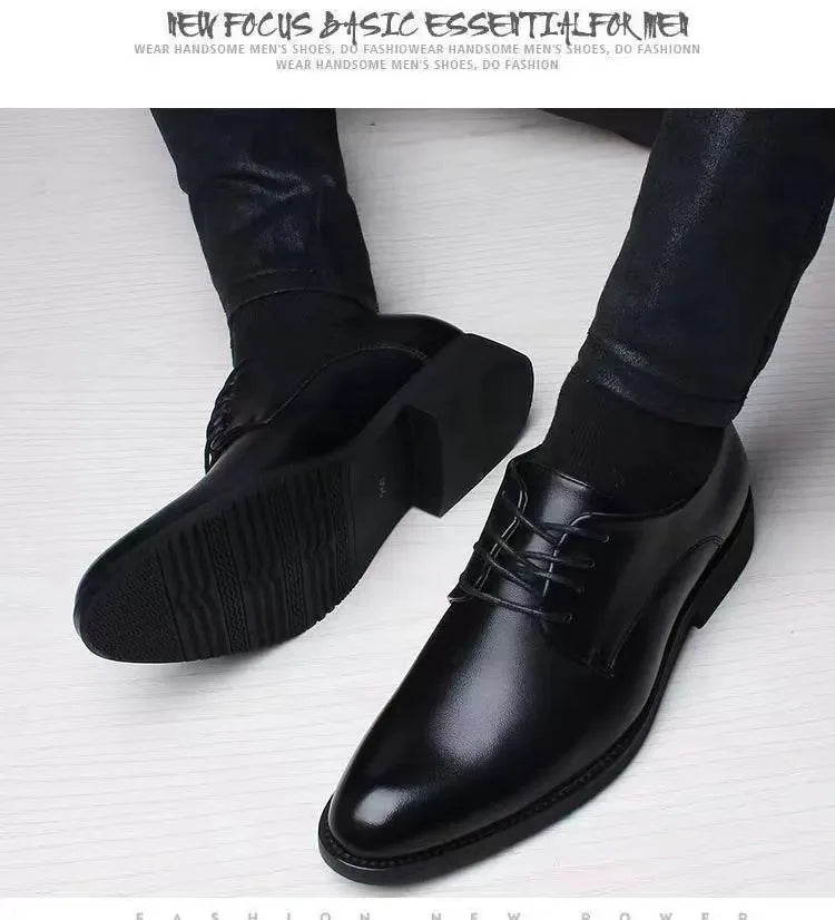 Spring and Autumn British Casual Business Formal Leather Shoes Men Shoes Heightening Single Shoes Shoes Casual Shoes Suit