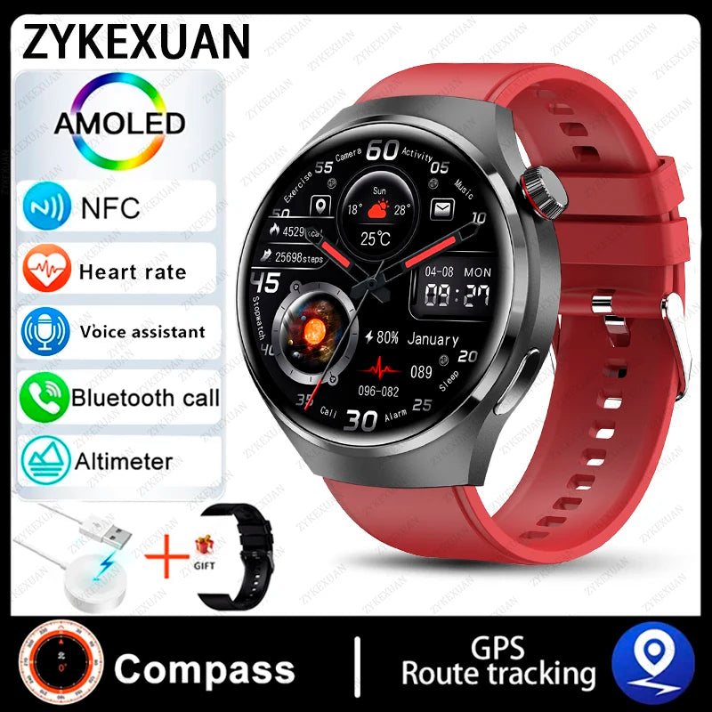 2024 New GPS Trajectory Smart Watch Men GT4 Pro 360*360 HD Heart rate IP68 Waterproof Smartwatch BT Call NFC Compass Watch 4 Pro