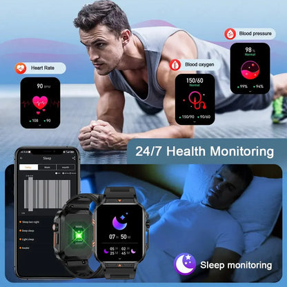 Smartwatch 1.95'' IPS Screen Health Monitoring 340 Big Battery IP68 Waterproof Sport Fitness Android IOS for Men