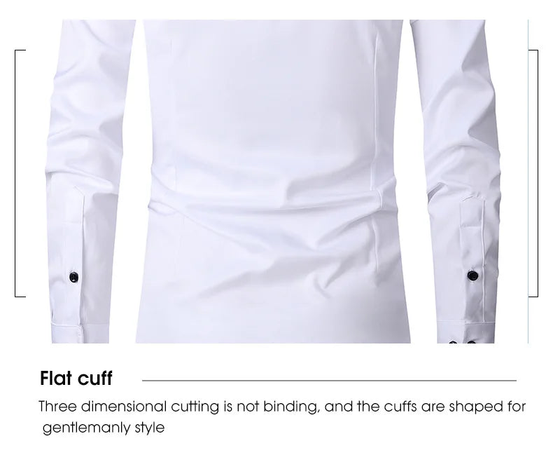 New High-Quality Men's Shirt: 6XL Large Autumn/Winter Long Sleeve, No-Iron Pure White Business Casual Fashion Shirt - 11 Colors