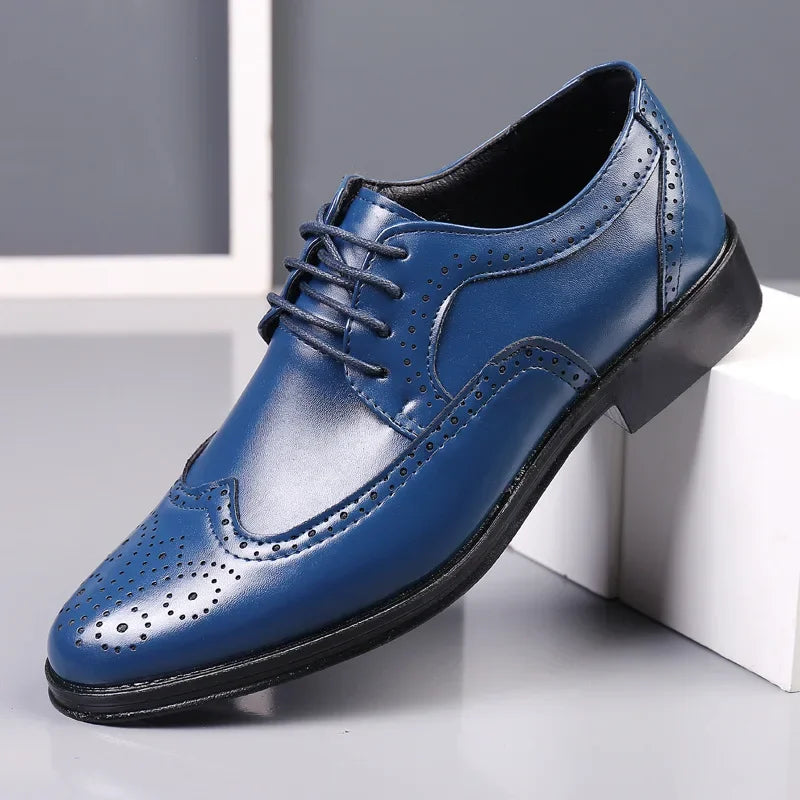 Oxford Shoes Genuine Calfskin Leather Brogue Dress Shoes Classic Business Formal Shoes Man Handcrafted Mens