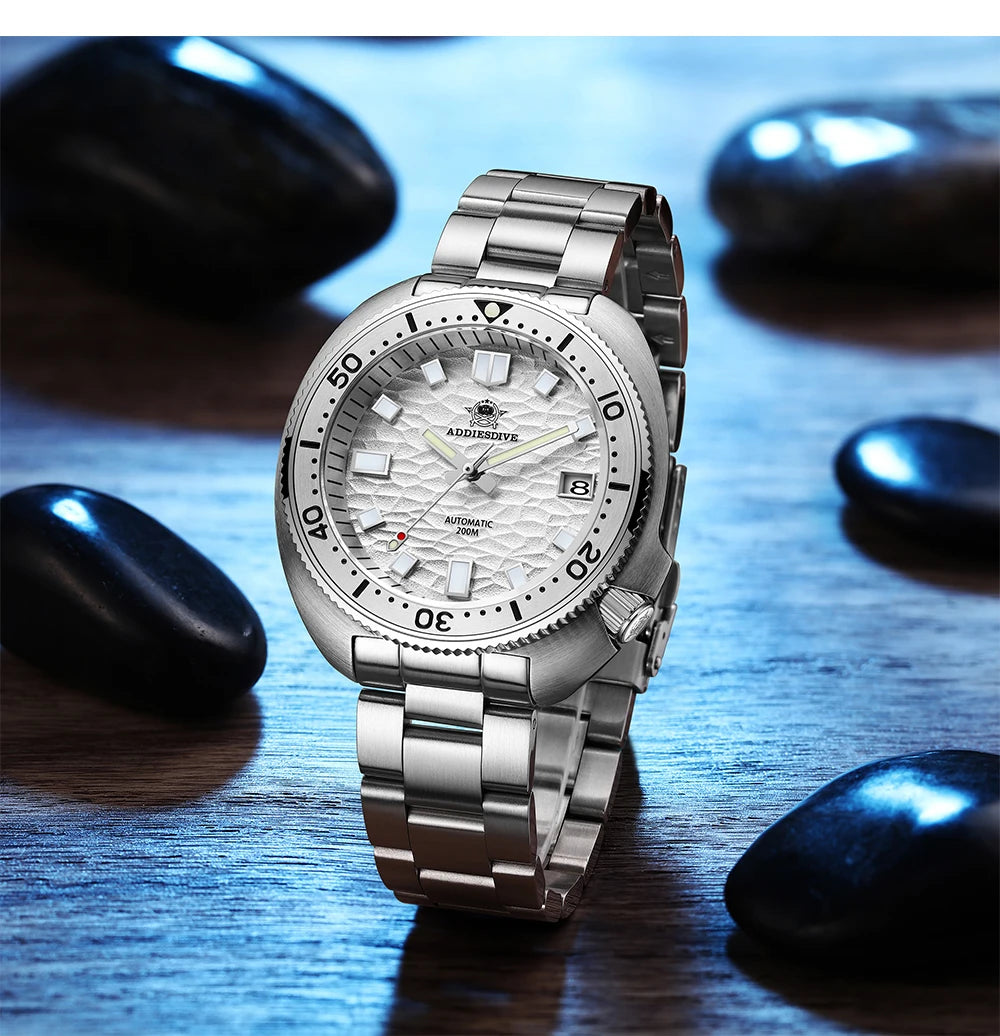 ADDIESDIVE Automatic Mechanical Watch Man Silver Premium Business Casual Waterproof Watch NH35A 316L Stainless Steel Men's Watch