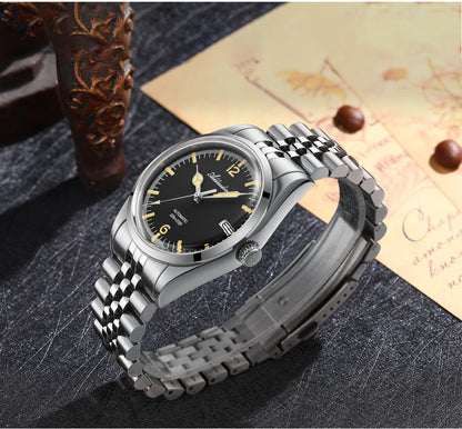 ADDIESDIVE Automatic Mechanical Watch Man Business Leisure Wristwatch NH35 Luxury Silver Luminous Waterproof Watches