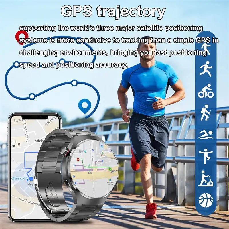 2024 New GPS Trajectory Smart Watch Men GT4 Pro 360*360 HD Heart rate IP68 Waterproof Smartwatch BT Call NFC Compass Watch 4 Pro