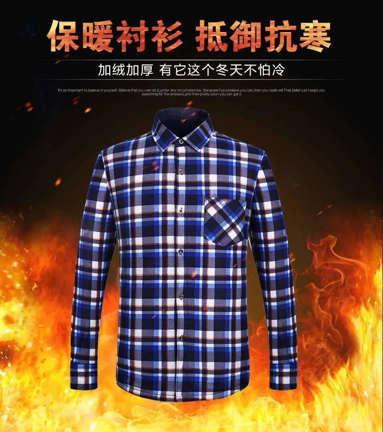 Men's Flannel Plaid Shirt: Winter Warm Fur-Lined Long Sleeve Fleece Casual Formal Dress Shirt - 15 styles