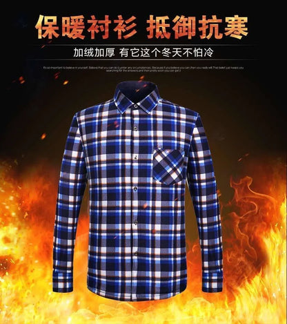 Men's Flannel Plaid Shirt: Winter Warm Fur-Lined Long Sleeve Fleece Casual Formal Dress Shirt - 15 styles