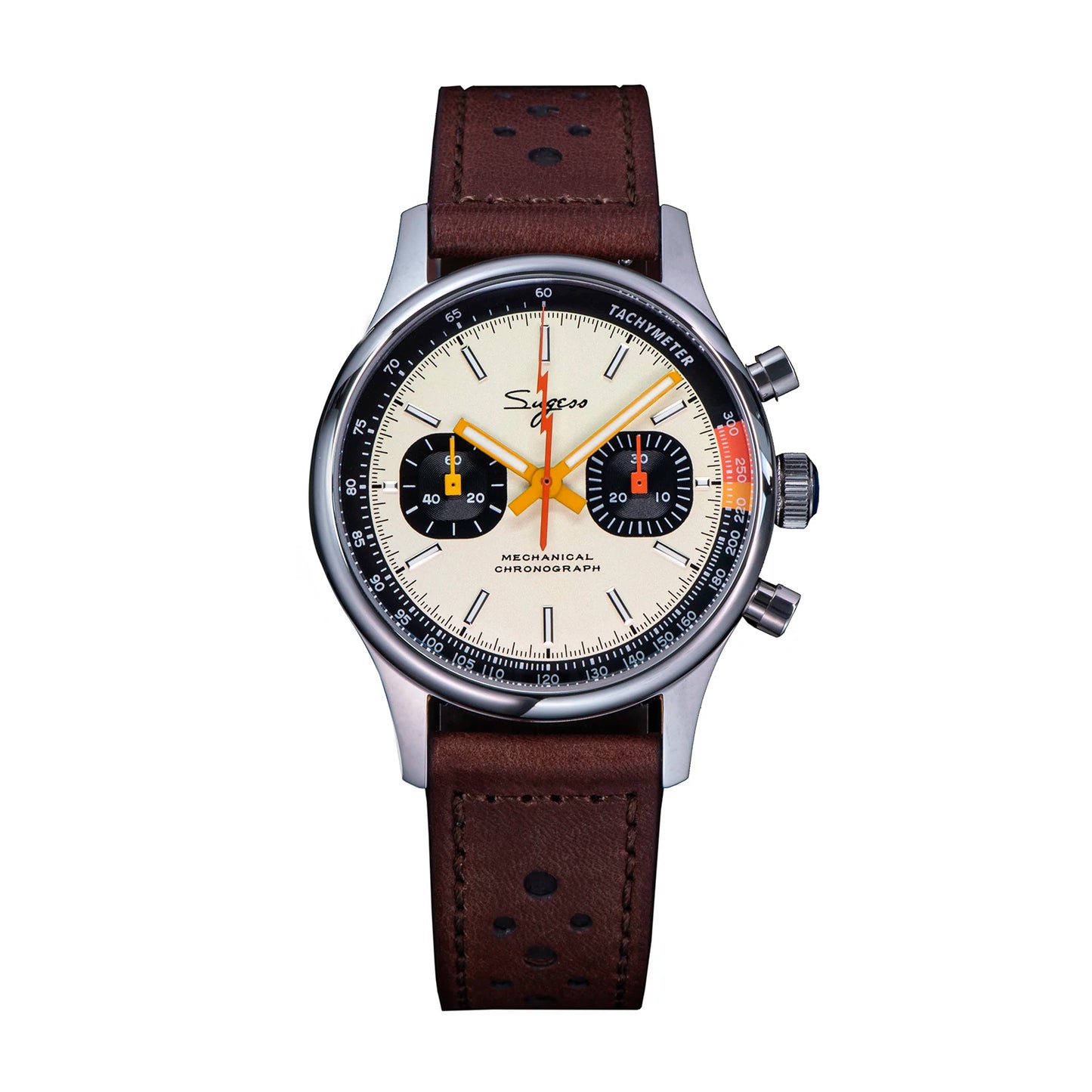 Sugess 1963 Pilot Watch Mens Chronograph Mechanical Wristwatches Original ST1901 Swanneck Movement Sapphire Crystal Racing 2022