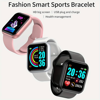 116Plus D13 Y68 Smart Watch: Sport Wristband with Heart Rate Monitor, Running Fitness Tracker, Message Alerts, Smartwatch for Men & Women