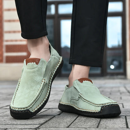 New Handmade Leather Men Shoes Casual Comfortable Men Slip On Leather Loafers Men Flats Hot Sale Moccasins Tooling Shoes Man