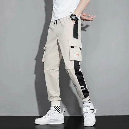 Men's Cargo Pants: Casual Hip Hop, Multiple Pockets, Streetwear Ribbons, Techwear Sweatpants - Collection 2 (15 Colors)