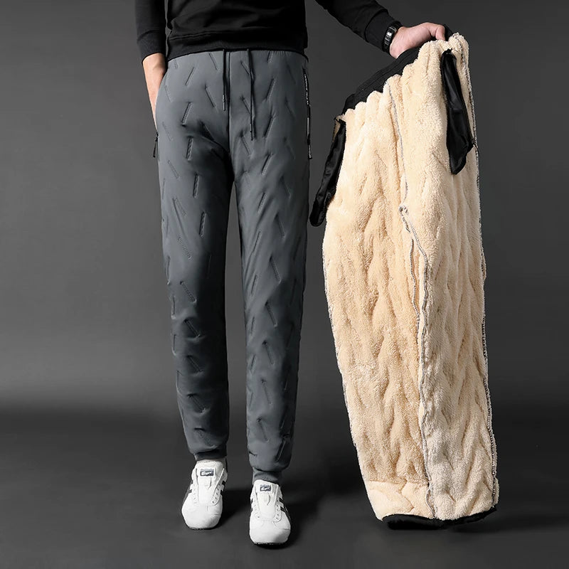 Winter Sweatwear Men: Plush Thick Fleece Sweatpants, Lambswool Thermal Windproof Casual Pants - 5 Colors