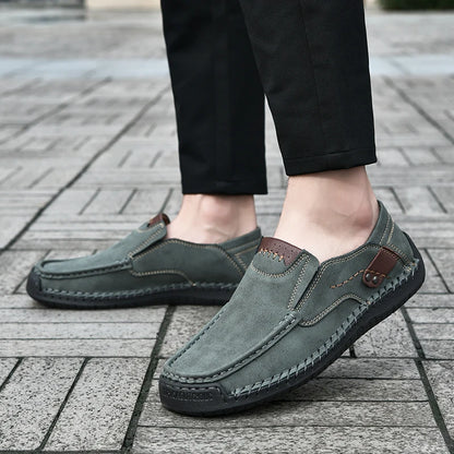 New Handmade Leather Men Shoes Casual Comfortable Men Slip On Leather Loafers Men Flats Hot Sale Moccasins Tooling Shoes Man