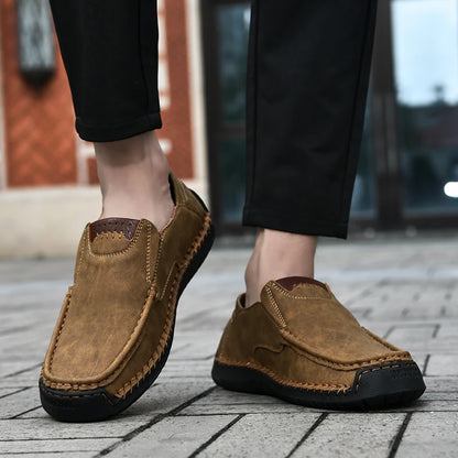 New Handmade Leather Men Shoes Casual Comfortable Men Slip On Leather Loafers Men Flats Hot Sale Moccasins Tooling Shoes Man