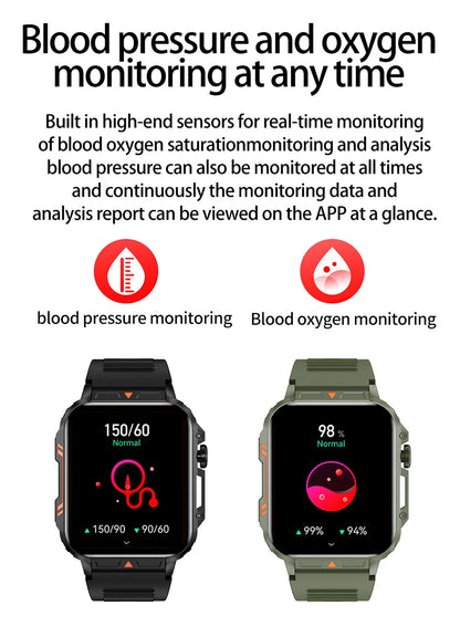 Smartwatch 1.95'' IPS Screen Health Monitoring 340 Big Battery IP68 Waterproof Sport Fitness Android IOS for Men