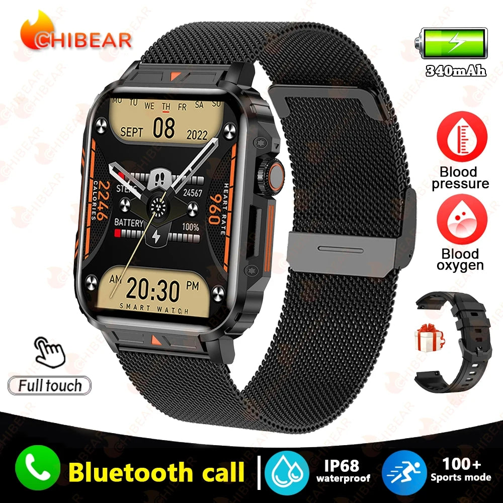 New Outdoor Sports Smart Watch Men 1.95 inch Heart Rate Blood Oxygen Waterproof BT Call Smartwatch Men's Gift For Android IOS