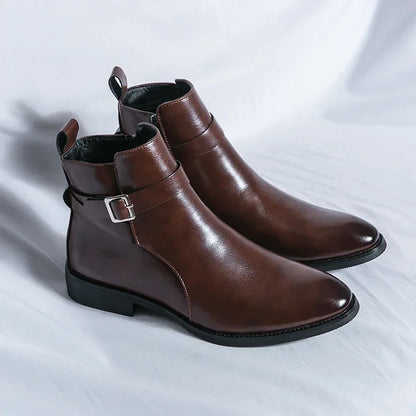 Luxury brand leather shoes men's boots formal leather oxford shoes dress boots chelsea business ankle boots men 38-47