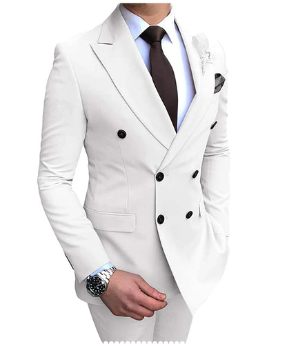 Men's Slim Fit 2 Pieces Double-Breasted Notch Lapel Suit (Blazer+Pants) - Collection 1 (7 Colors)