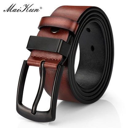 Men's Vintage Casual Black Pin Buckle Student Versatile Leather Wide Belt (4 Styles)