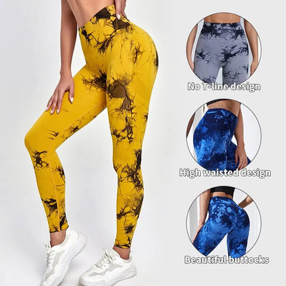 Women's Tie Dye Seamless High Waist Push Up Yoga Pants - Explore 5 Stunning Options