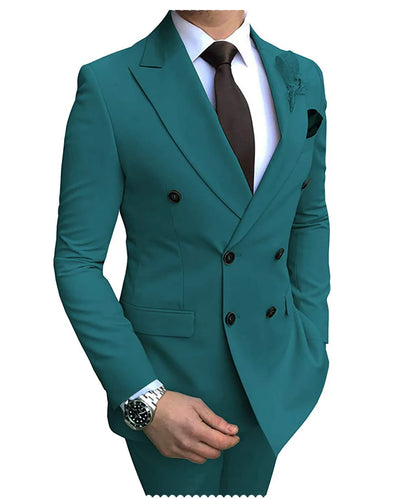 Men's Slim Fit 2 Pieces Double-Breasted Notch Lapel Suit (Blazer+Pants) - Collection 1 (7 Colors)