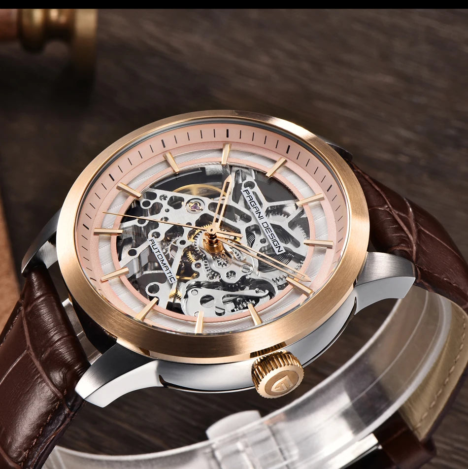 2024 PAGANI DESIGN New Men Luxury Automatic Mechanical Watch Stainless Steel Waterproof Sports Leather Watch Relogio Masculino