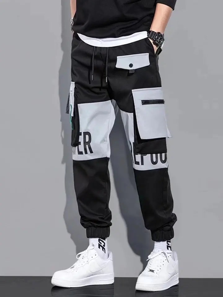 Men's Cargo Pants: Casual Hip Hop, Multiple Pockets, Streetwear Ribbons, Techwear Sweatpants - Collection 2 (15 Colors)