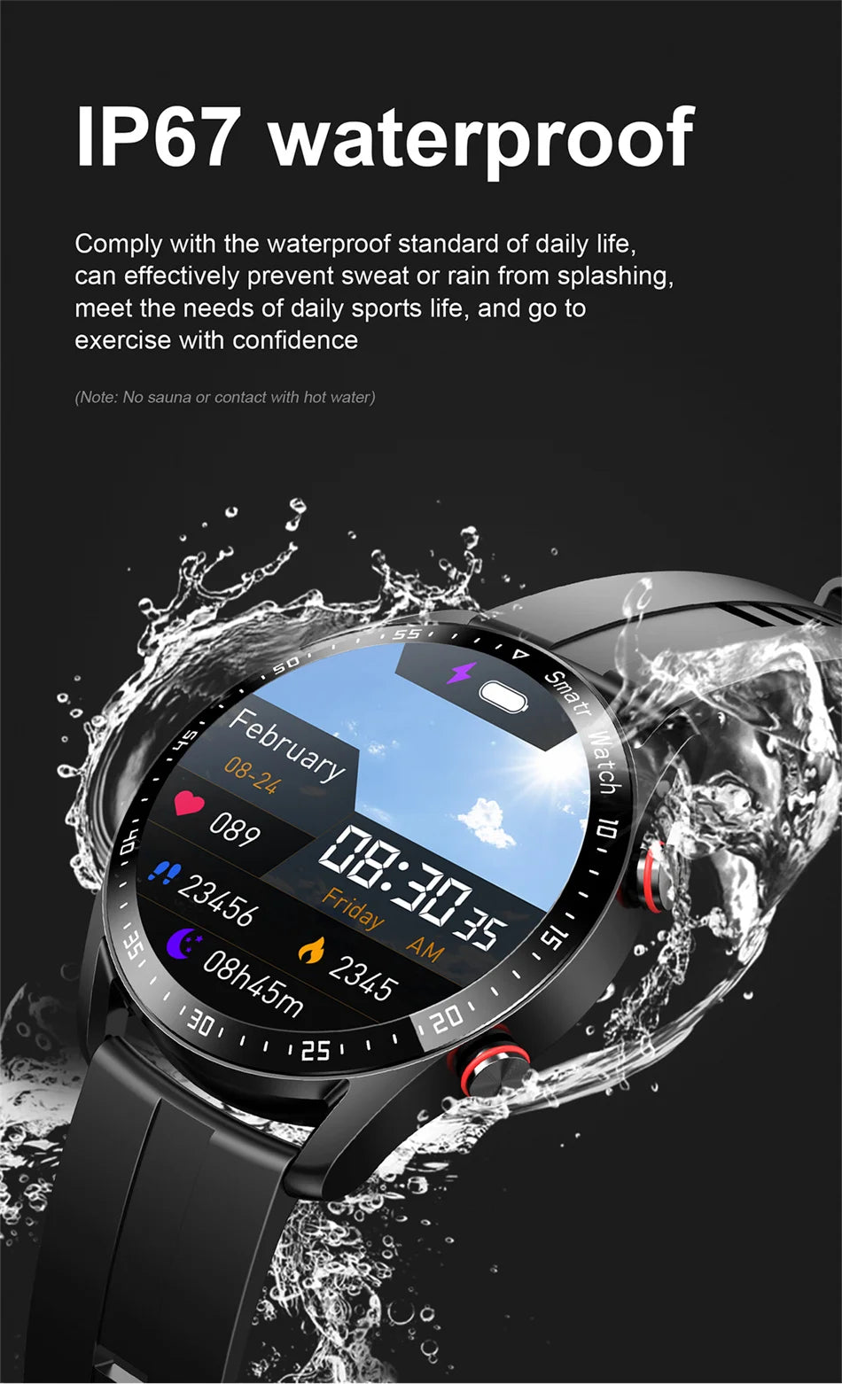 ECG+PPG Bluetooth Call Smart Watch for Men: Laser Health Monitoring, Blood Pressure, Fitness, Sports Watch, Waterproof Smartwatch with Box.