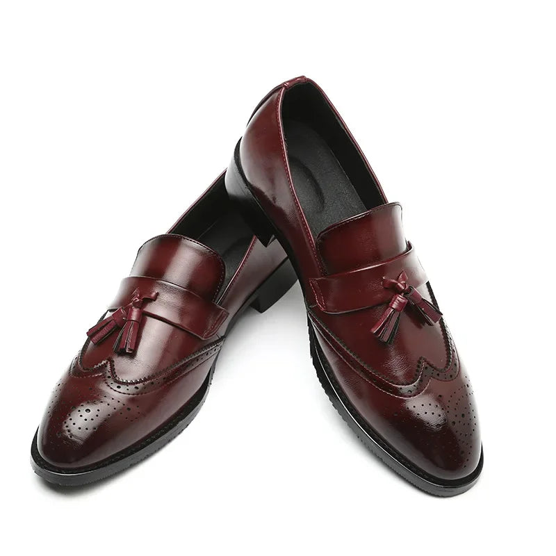 Classic Tassel Brogue Leather Loafers for Men: Big Brand Formal & Casual Bullock Shoes - Available in 3 Colors