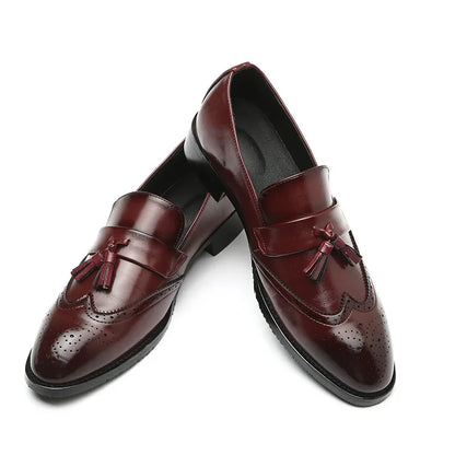 Classic Tassel Brogue Leather Loafers for Men: Big Brand Formal & Casual Bullock Shoes - Available in 3 Colors