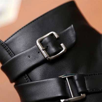Luxury Leather Chelsea Boots Men Designer White Dress Boots Men Casual High top Buckle Strap Formal Shoes Men Motorcycle Boots