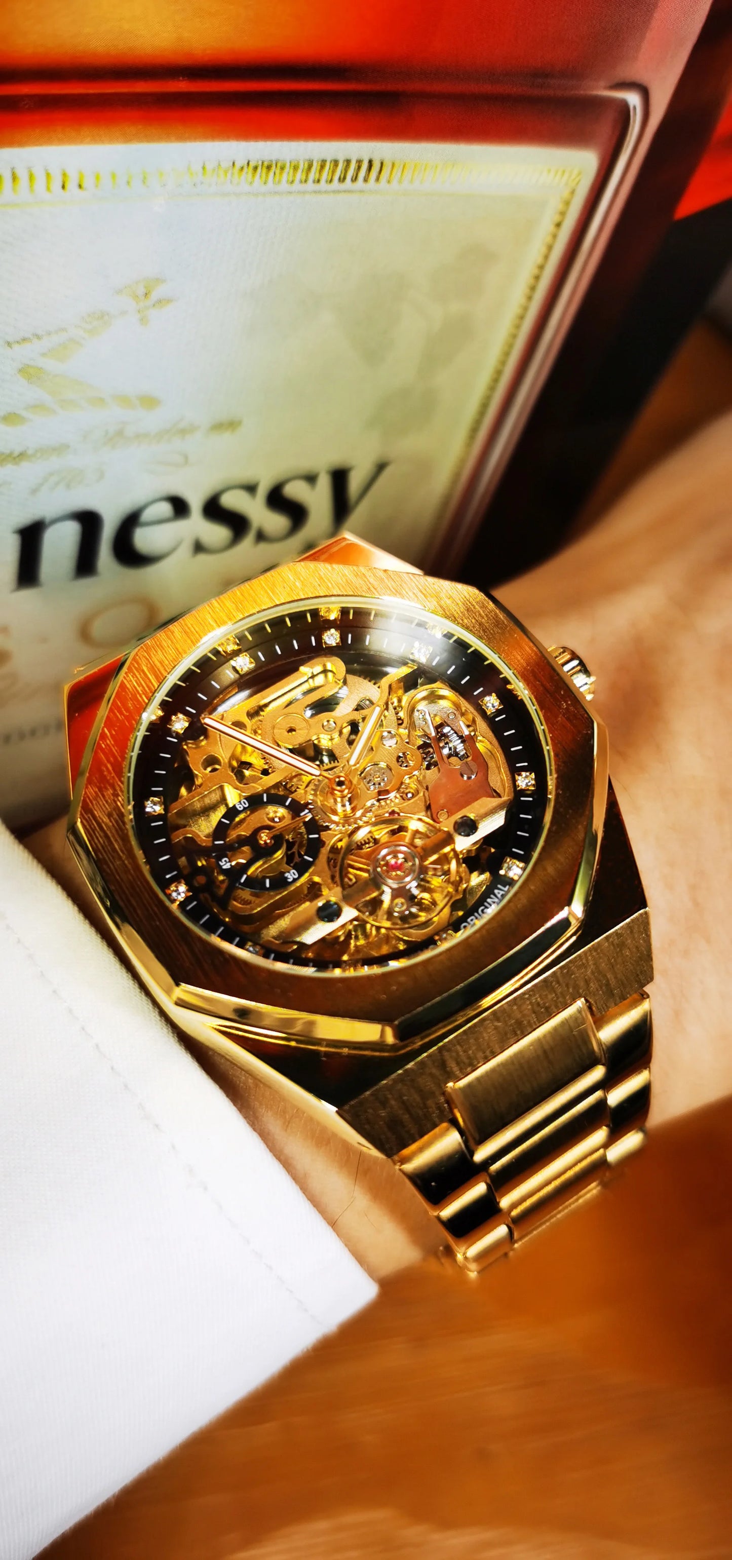 Forsining Casual Automatic Mechanical Watch for Men Luminous Hands Stainless Steel Strap Fashion Luxury Skeleton Mens Watches