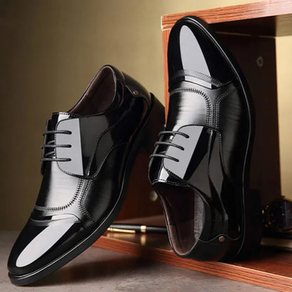 New Lace-Up Leather Men's Dress Shoes: Luxury Business Oxford Footwear for Office and Wedding - Available in 4 Colors