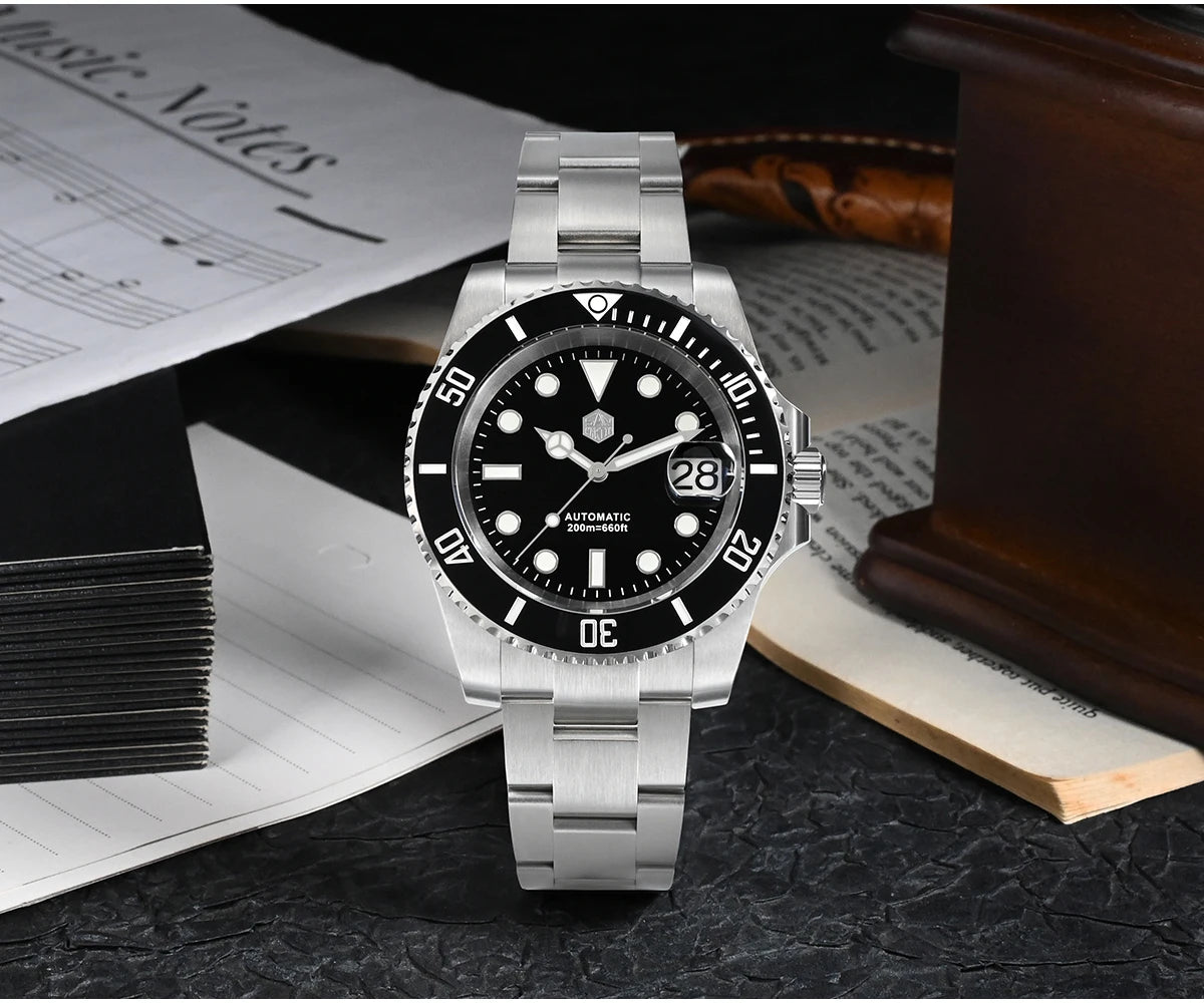 San Martin New 40mm Water Ghost Diver Watch Men Luxury Business NH35 Automatic Mechanical Watch Sapphire Waterproof 200m SN0017