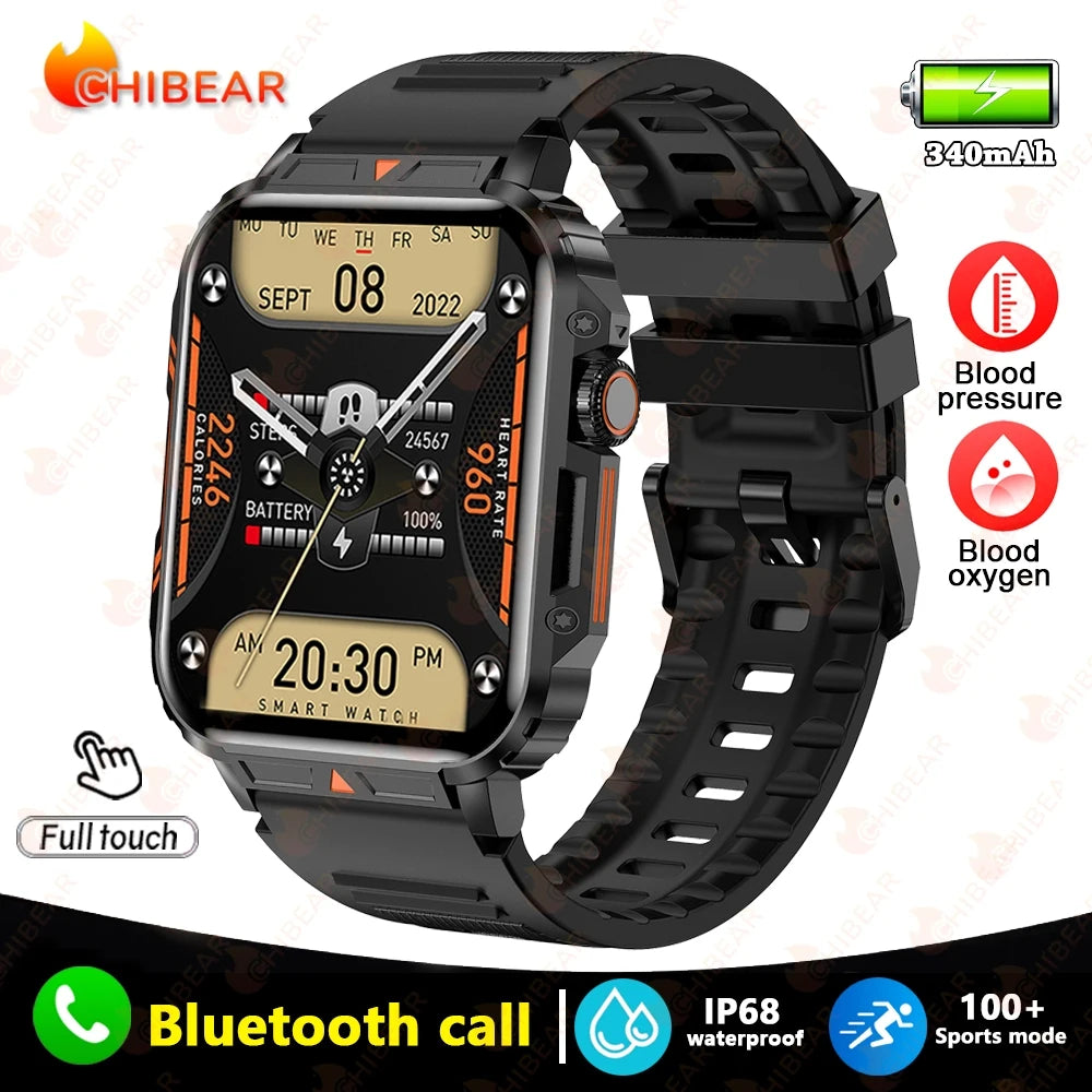 New Outdoor Sports Smart Watch Men 1.95 inch Heart Rate Blood Oxygen Waterproof BT Call Smartwatch Men's Gift For Android IOS