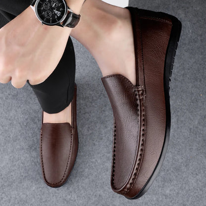 Genuine Leather Loafers Men Design Moccasin Fashion Slip On Soft Flat Casual Men Shoes Adult Male Footwear Handmade Boat Shoes