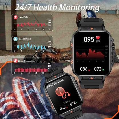 New Outdoor Sports Smart Watch Men 1.95 inch Heart Rate Blood Oxygen Waterproof BT Call Smartwatch Men's Gift For Android IOS