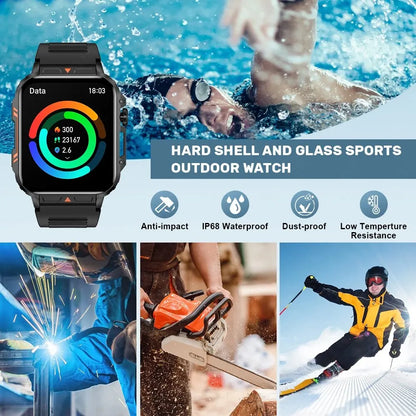 Smartwatch 1.95'' IPS Screen Health Monitoring 340 Big Battery IP68 Waterproof Sport Fitness Android IOS for Men