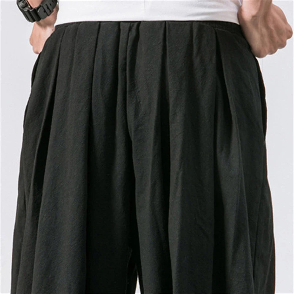 New Oversize Men's Loose Harem Pants: Autumn Chinese Linen Sweatpants, High Quality Casual Trousers - 3 Colors