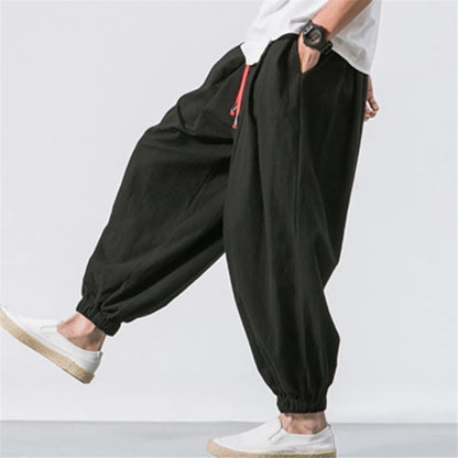 New Oversize Men's Loose Harem Pants: Autumn Chinese Linen Sweatpants, High Quality Casual Trousers - 3 Colors