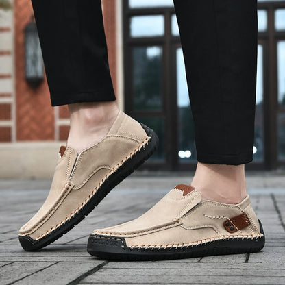 New Handmade Leather Men Shoes Casual Comfortable Men Slip On Leather Loafers Men Flats Hot Sale Moccasins Tooling Shoes Man