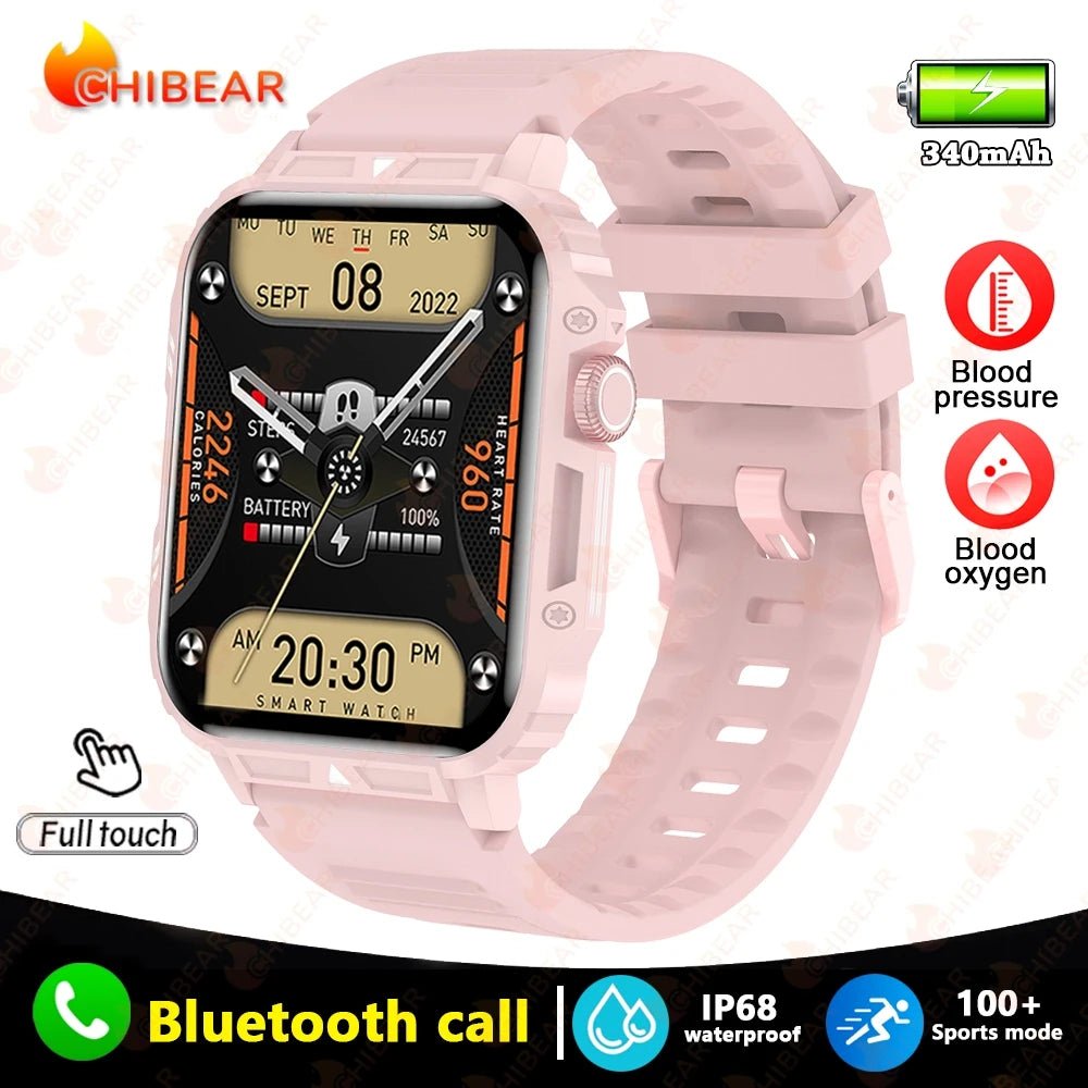 New Outdoor Sports Smart Watch Men 1.95 inch Heart Rate Blood Oxygen Waterproof BT Call Smartwatch Men's Gift For Android IOS