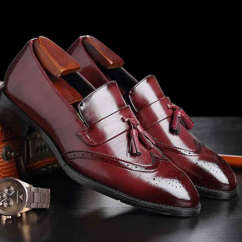 Classic Tassel Brogue Leather Loafers for Men: Big Brand Formal & Casual Bullock Shoes - Available in 3 Colors