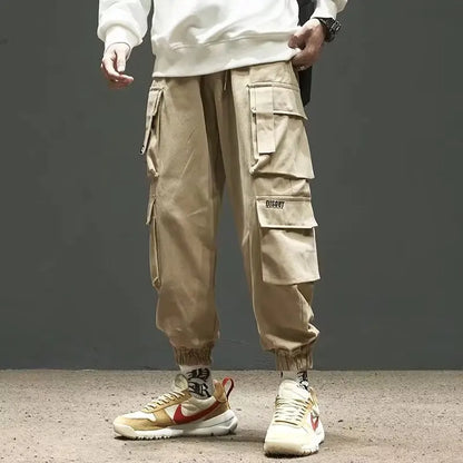 Men's Cargo Pants: Casual Hip Hop, Multiple Pockets, Streetwear Ribbons, Techwear Sweatpants - Collection 2 (15 Colors)