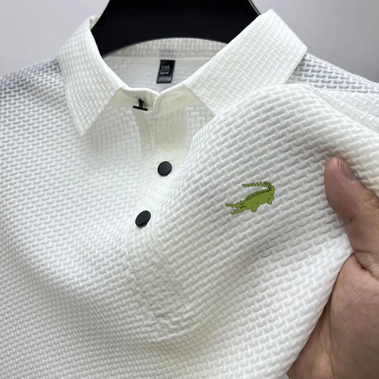 Men's Embroidery Brand High Quality Knitted Ice Cool Polo Shirt (7 Colors)