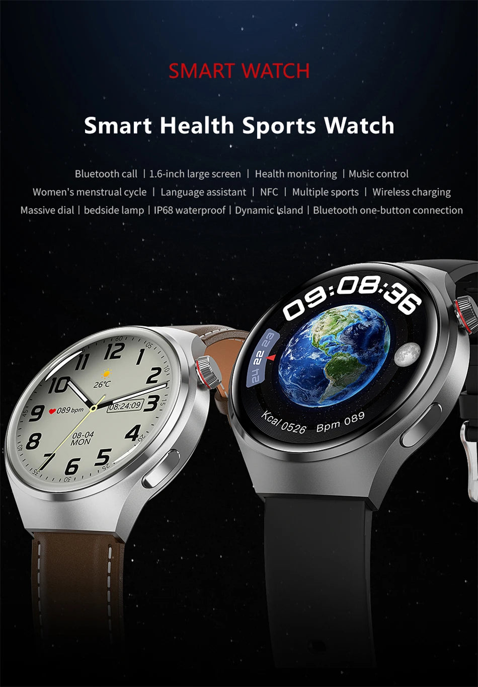 2024 New GPS Trajectory Smart Watch Men GT4 Pro 360*360 HD Heart rate IP68 Waterproof Smartwatch BT Call NFC Compass Watch 4 Pro