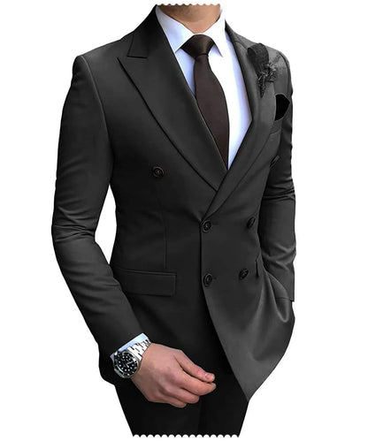 Men's Slim Fit 2 Pieces Double-Breasted Notch Lapel Suit (Blazer+Pants) - Collection 2 (7 Colors)