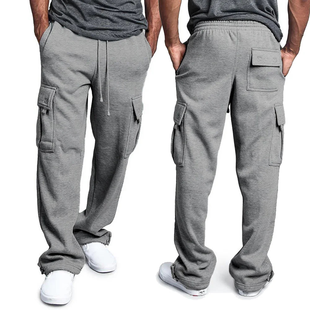 Men's Sweatpants: Straight Fit Joggers, Loose Oversized Drawstring, Multi-pocket Sports Pants - 4 Colors